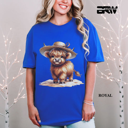 'Highland Cow- Sun Hat' 3 Summer Tee