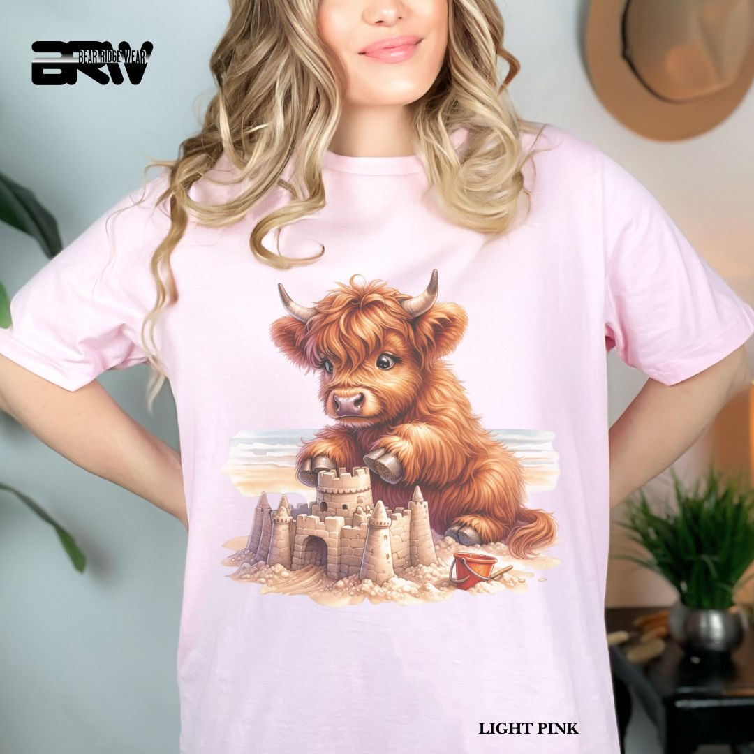 'Highland Cow-Sandcastle' 2 Summer Tee