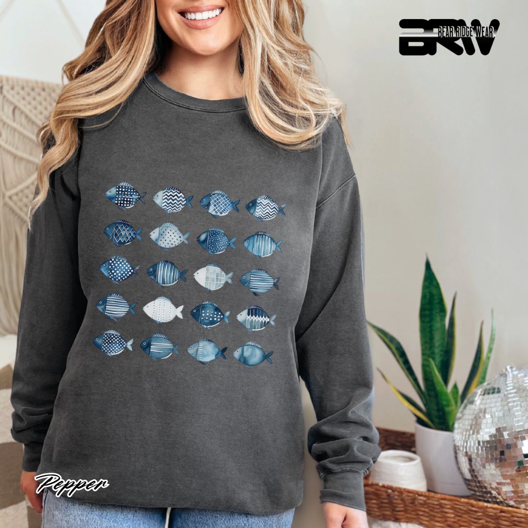 'Water Color Fish Pattern Design' Summer Long Sleeve Tee