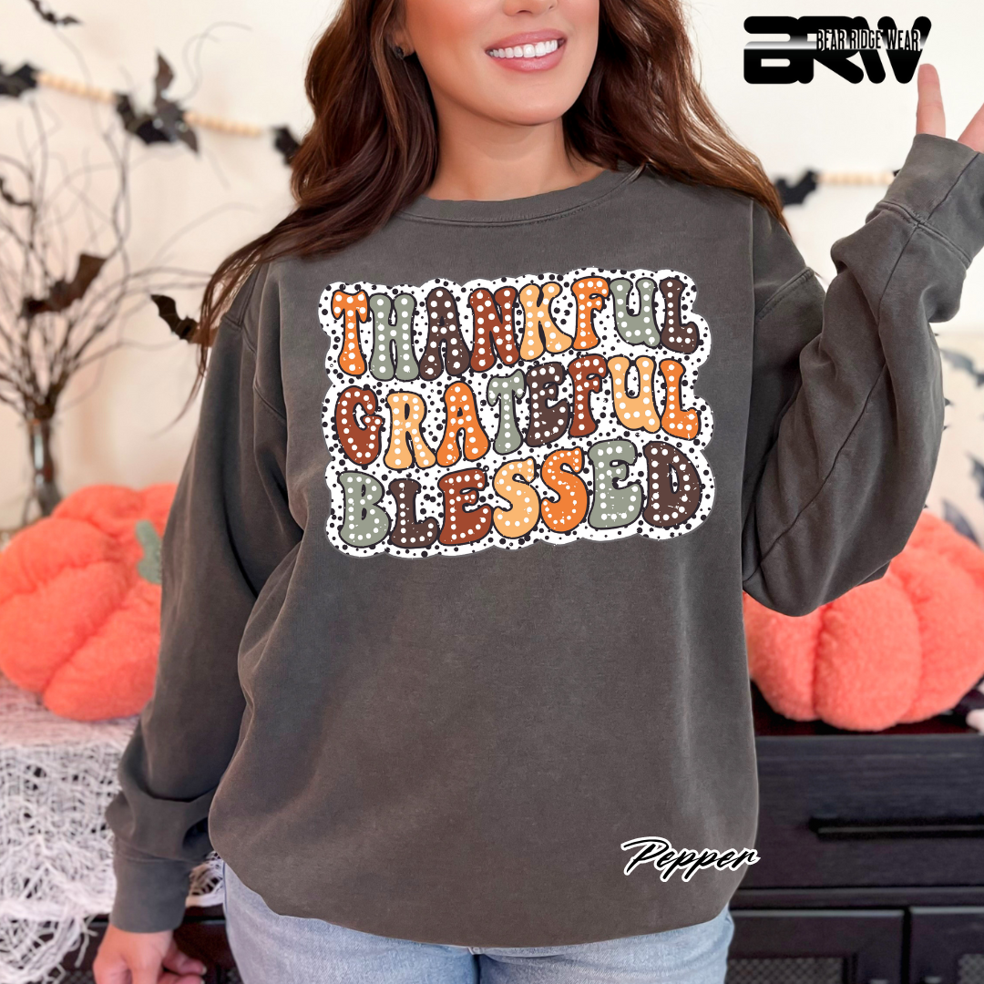 'Thankful Grateful Blessed' Fall Crewneck Sweatshirt
