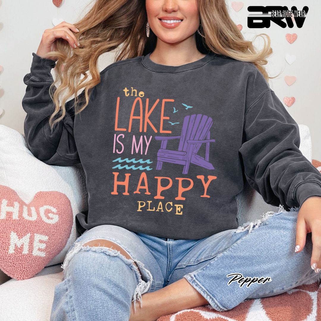 'The Lake Is My Happy Place' Summer Crewneck Sweatshirt