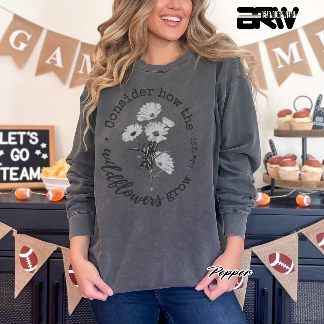 'Consider How the Wildflower Grow' Faith Crewneck Sweatshirt