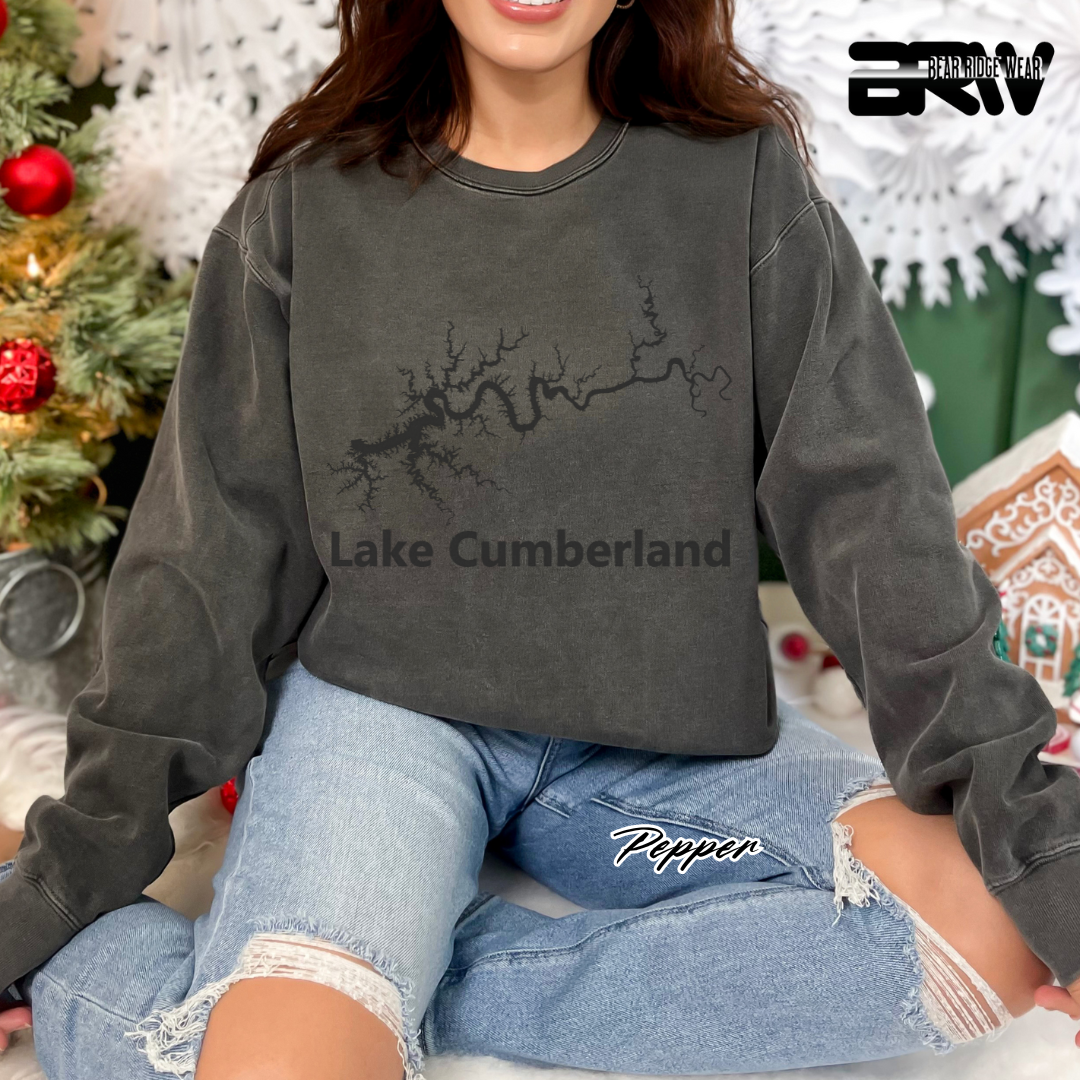 'Black Lake Cumberland Map' Crewneck Sweatshirt