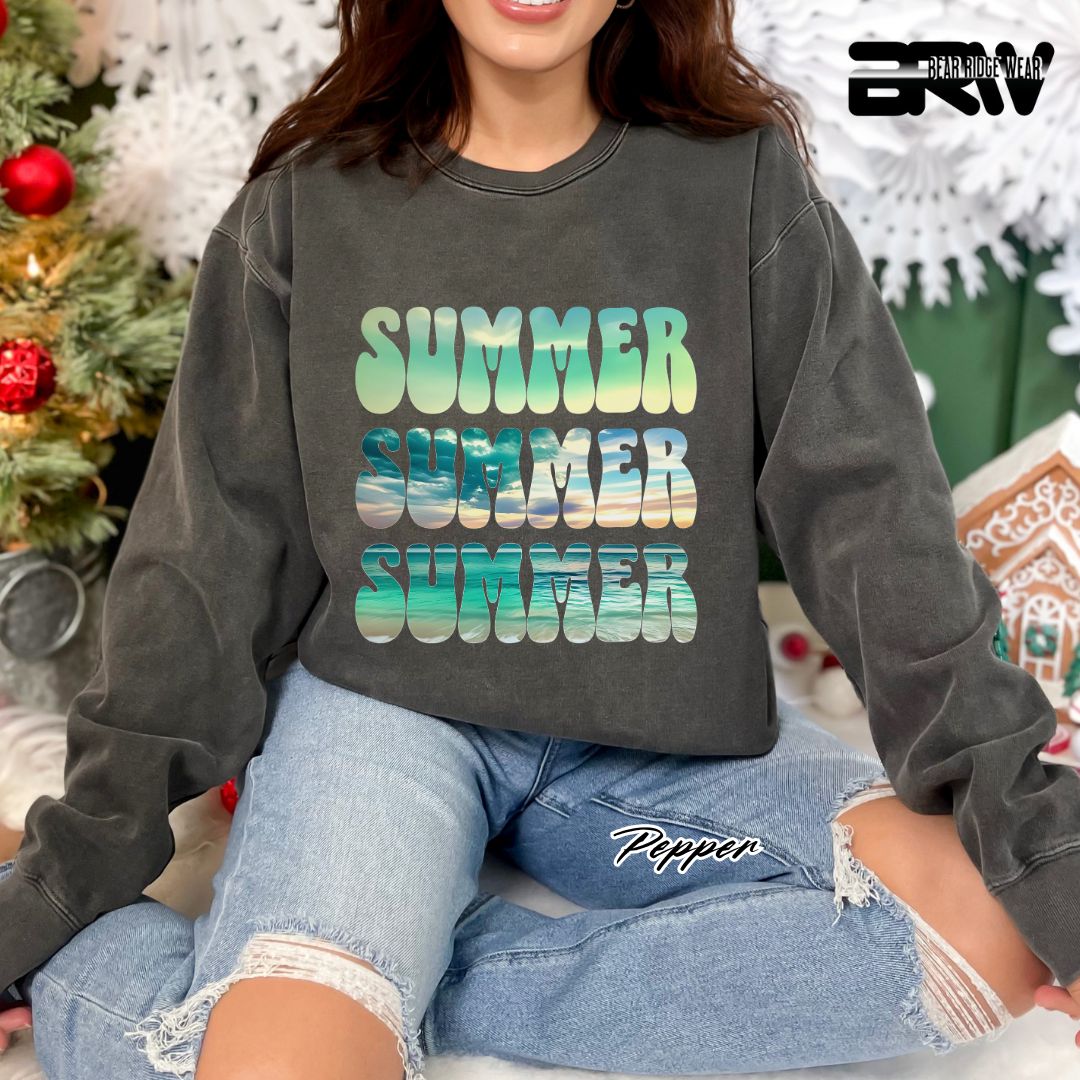'Vibrant Summer Bubble Letter' Summer Long Sleeve Tee