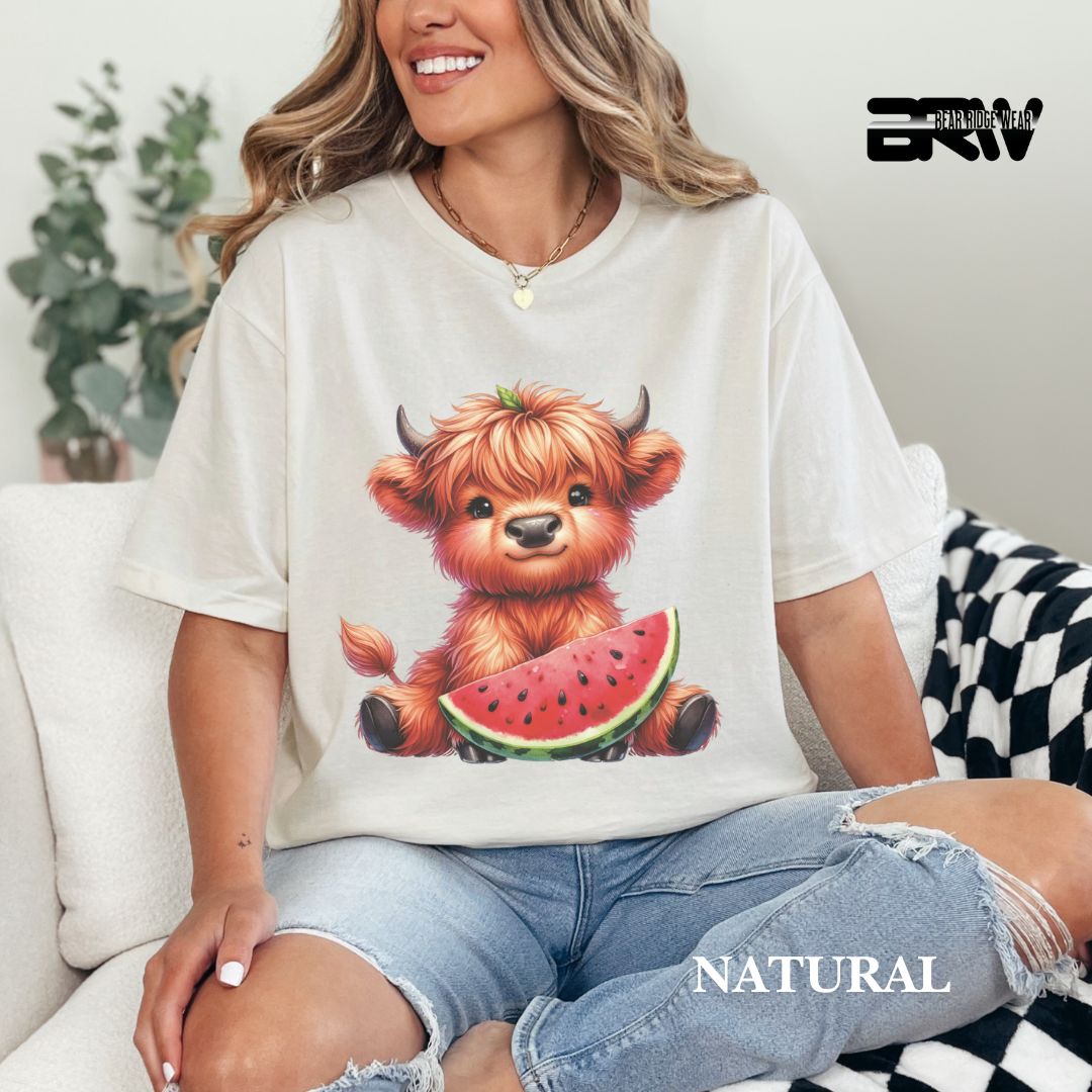 'Highland Cow-Watermelon' 2 Summer Tee