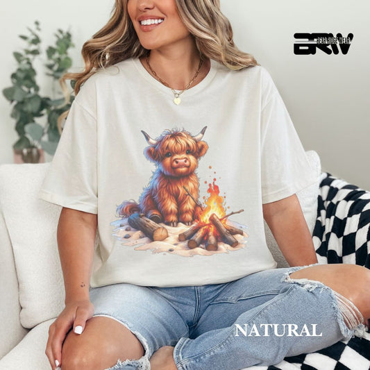 'Highland Cow-Bonfire' 2 Summer Tee
