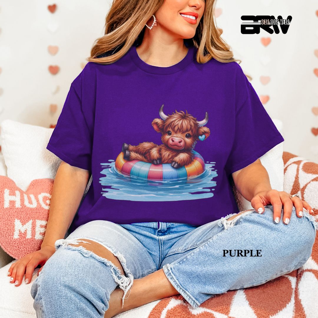 'Highland Cow-Float' 3 Summer Tee