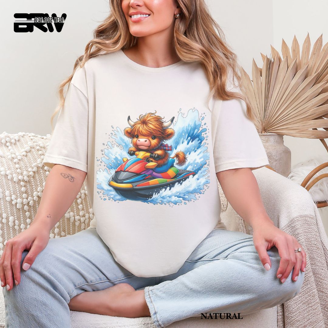 'HHighland Cow-Ski Mobile' 2 Summer Tee