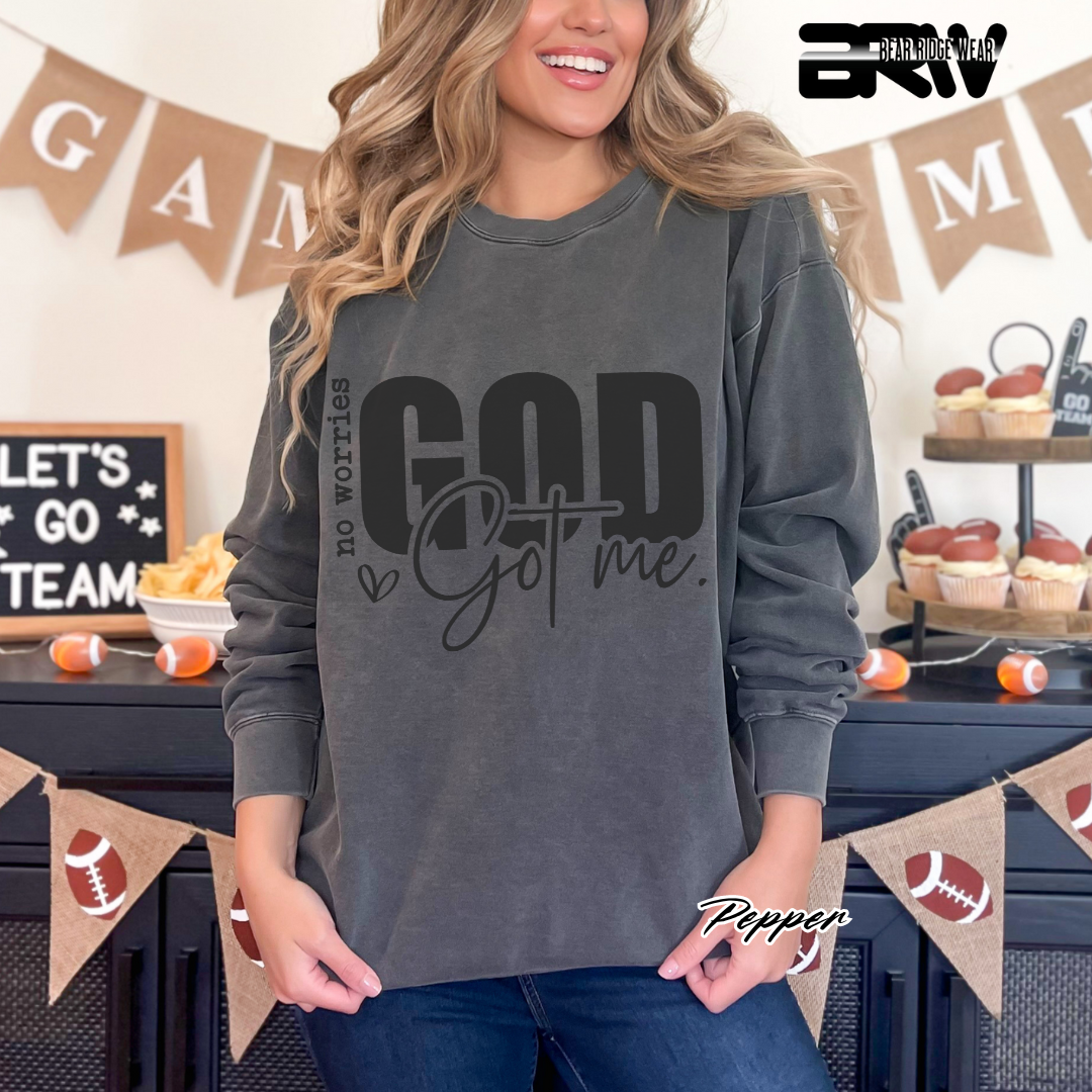 'No Worries God Got Me' Faith Crewneck Sweatshirt
