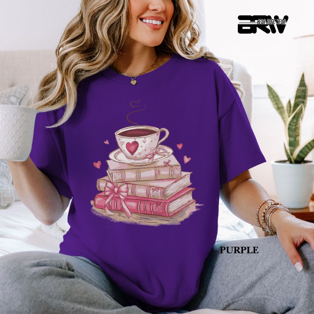 'Coffee On Top Of The Book' Valentines Tee