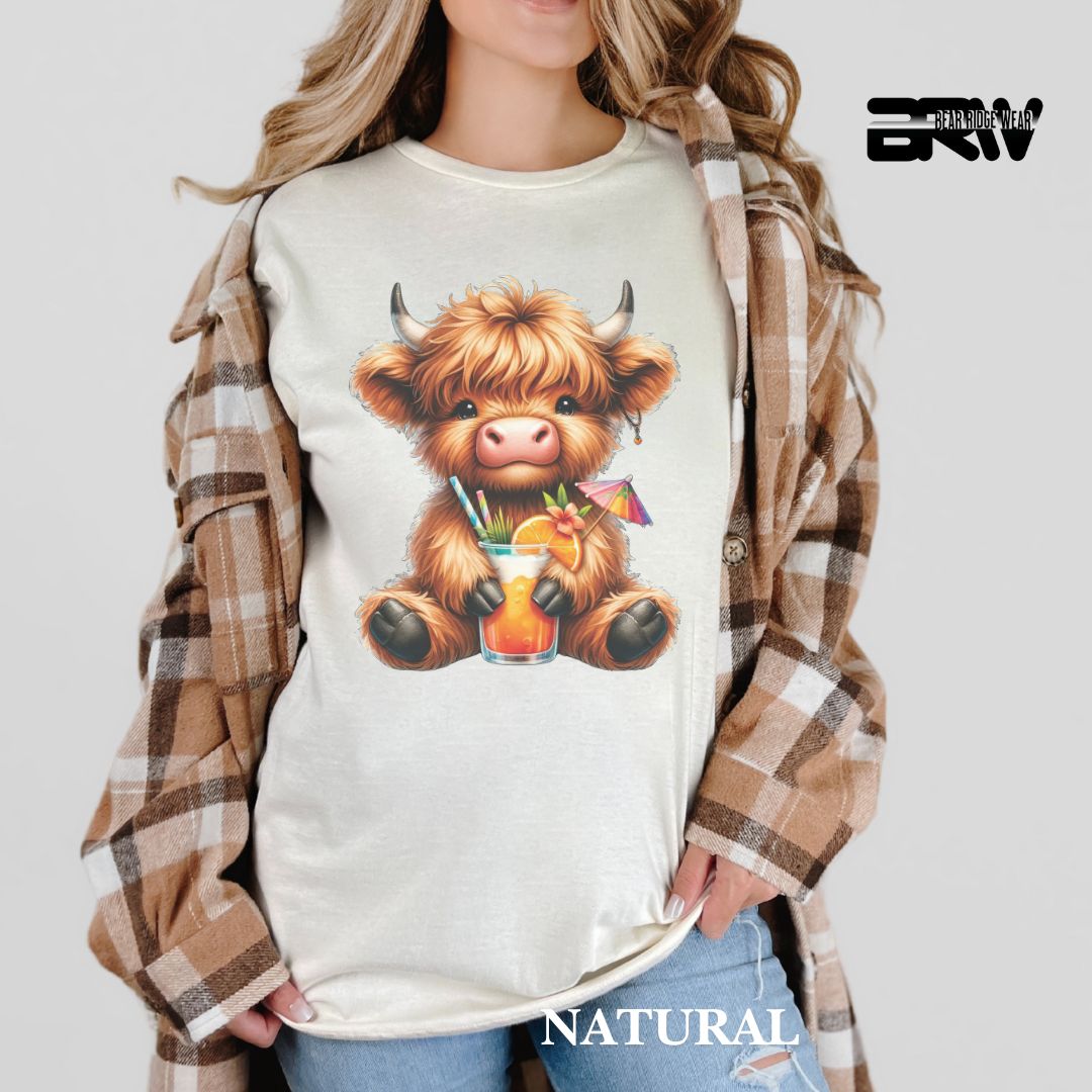 'Highland Cow-Tropical Drink' 2 Summer Tee