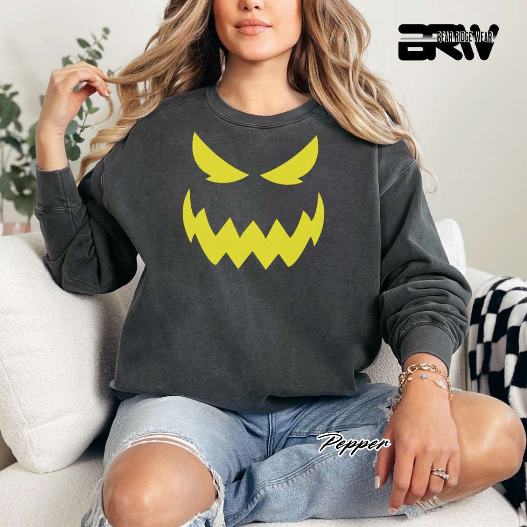 'Scary Pumpkin face' Fall Long Sleeve Tee