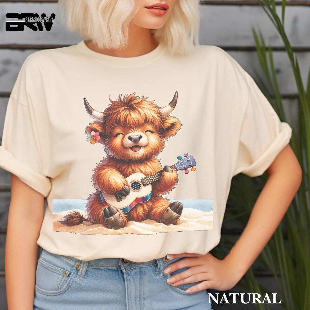 'Highland Cow-Guitar' 2 Summer Tee