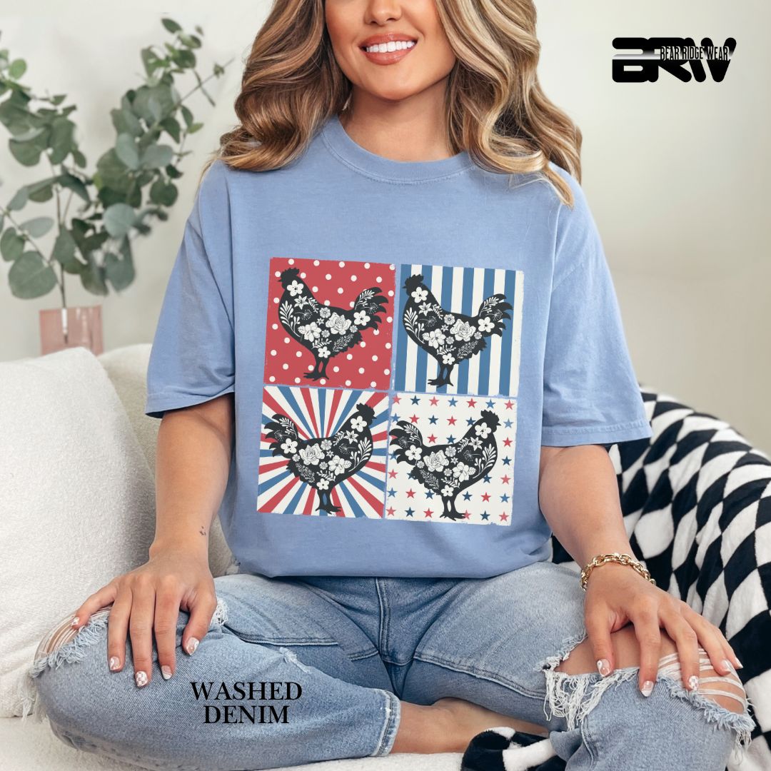 4th Of July Chickens - Patriotic Tee