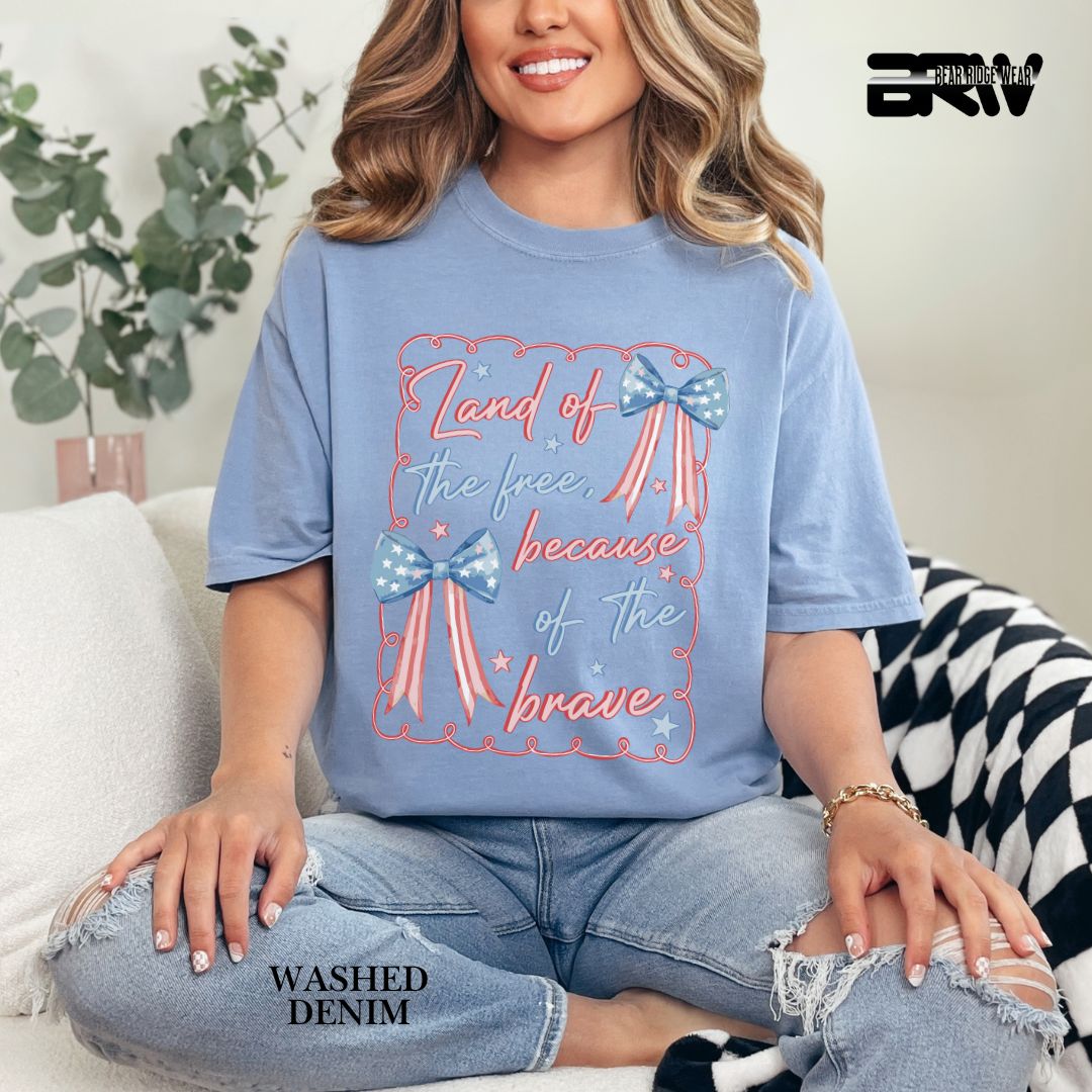 Land Of The Free-Bows- Patriotic Tee