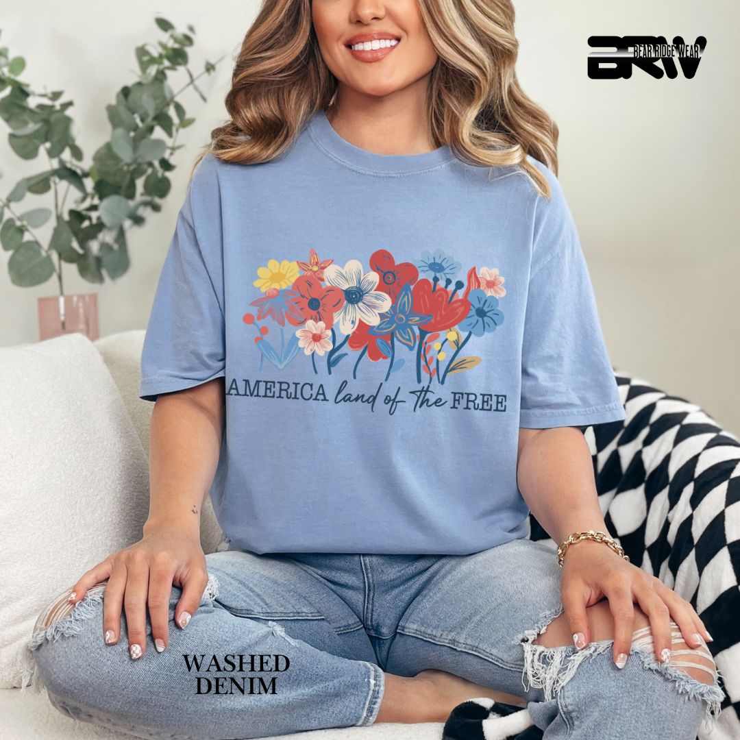 America Flowers- Patriotic Tee