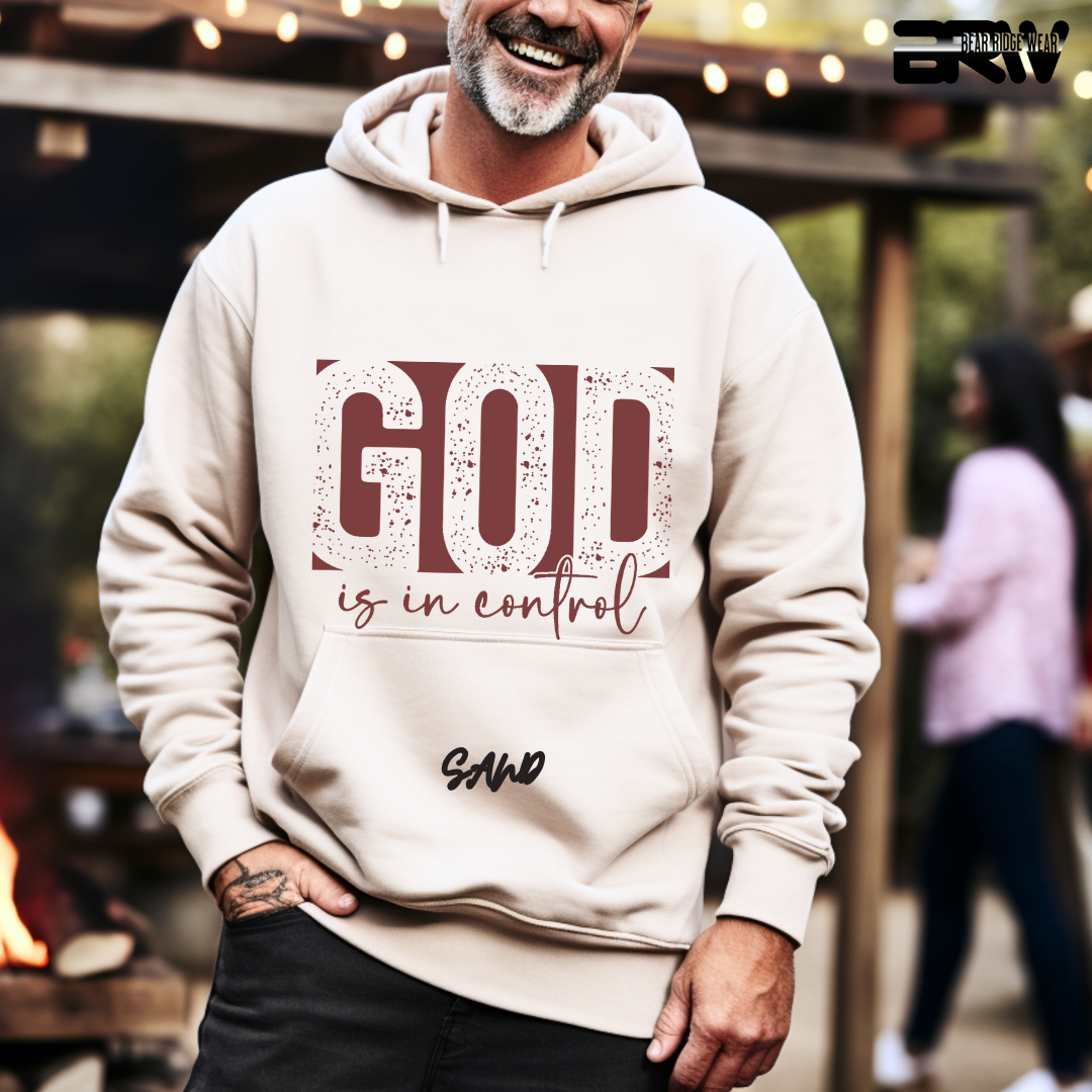 'God Is In Control' Red Stroke  Faith Hoodie
