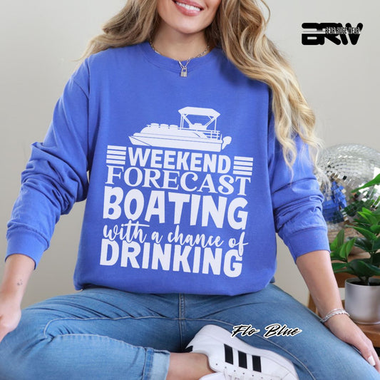 'Weekend Forecast-Boating' Summer Long Sleeve Tee
