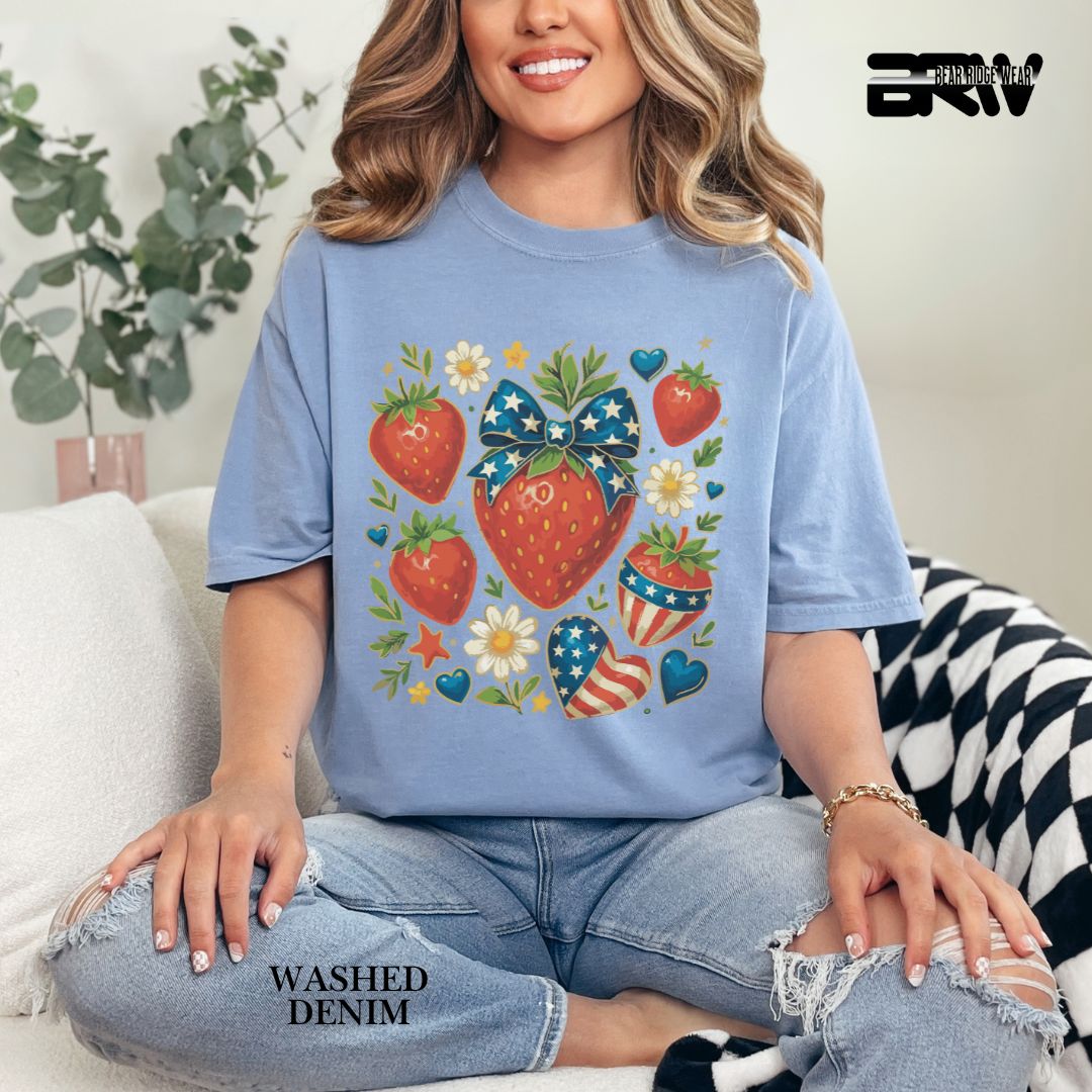 Strawberries- Patriotic Tee