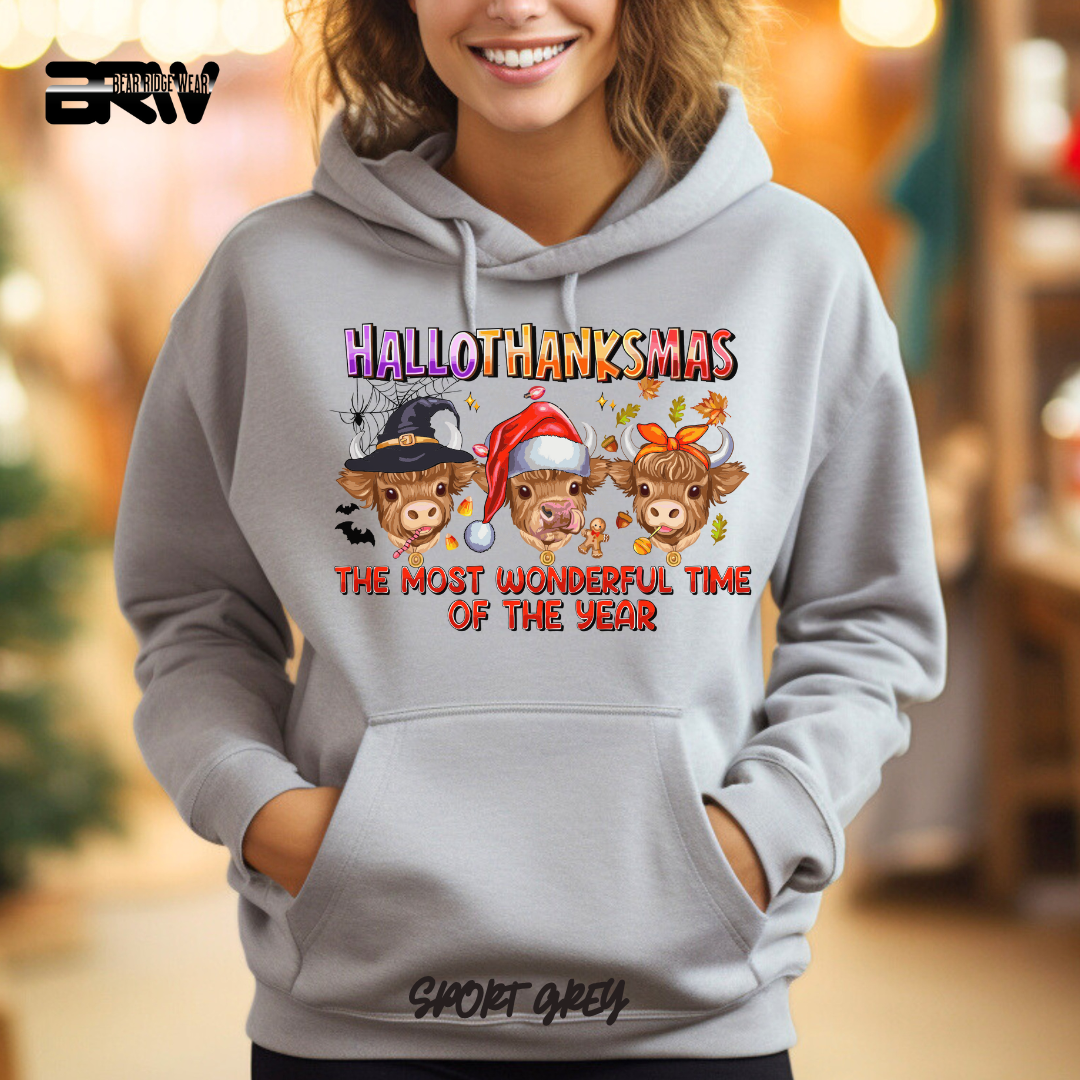 'Hallothanksmas Cow'  Fall Hoodie
