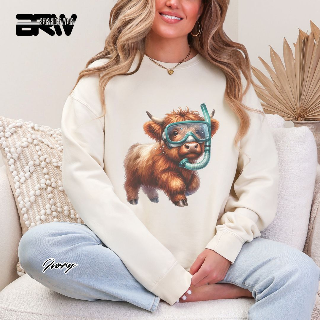 'Highland Cow-Snorkel' Summer Long Sleeve Tee