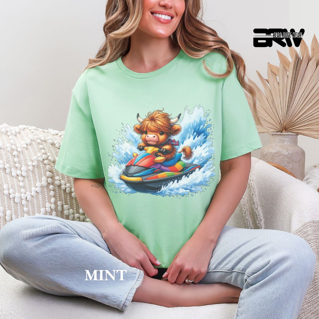 'HHighland Cow-Ski Mobile' 2 Summer Tee