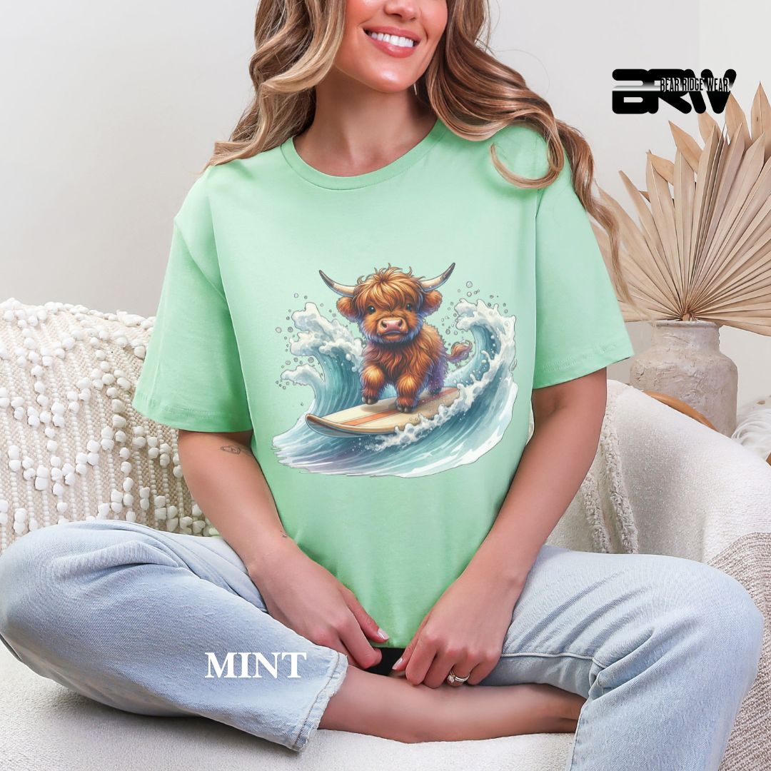 'Highland Cow-Surfing' 2 Summer Tee