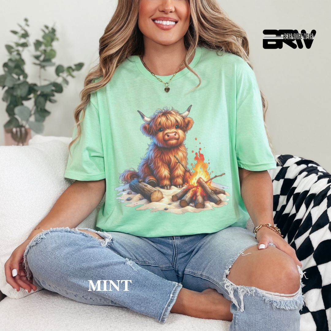 'Highland Cow-Bonfire' 2 Summer Tee