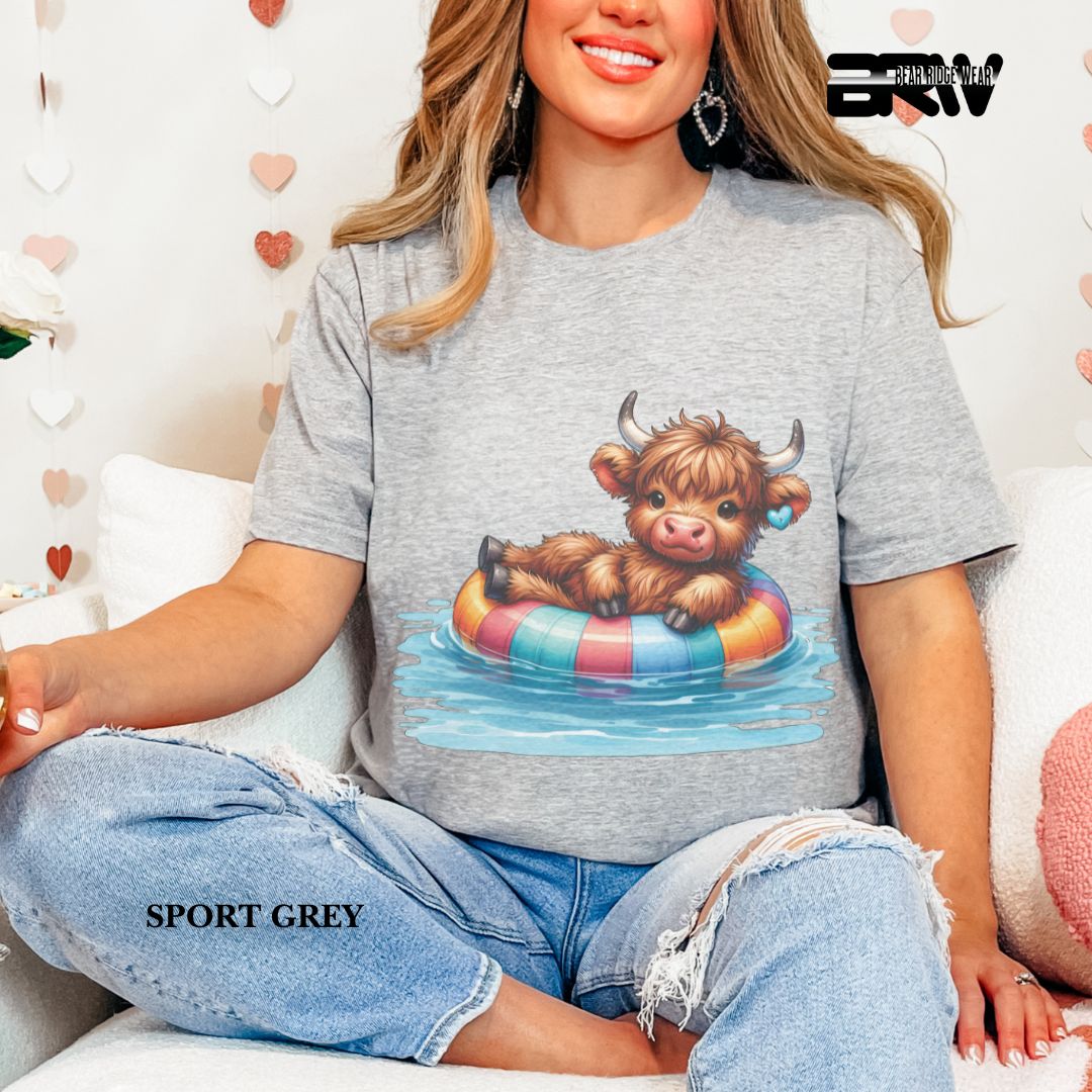 'Highland Cow-Float' 3 Summer Tee