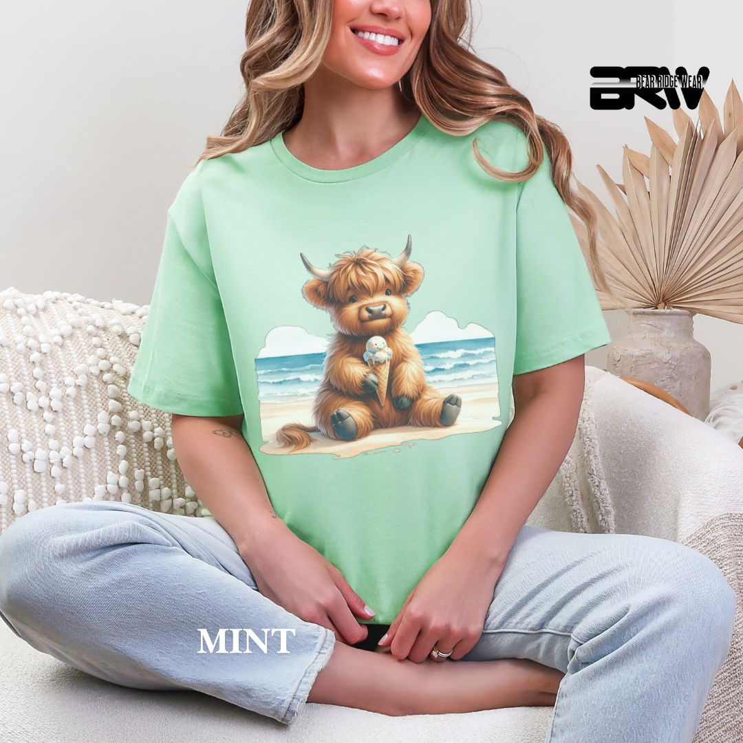 'Highland Cow-Ice Cream' 2 Summer Tee