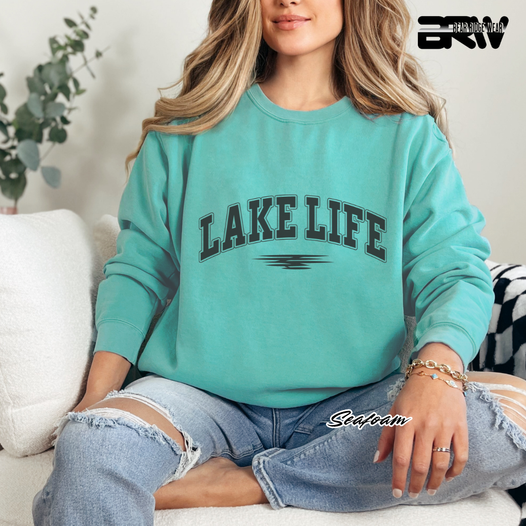 'Lake Life' Black Stroke Crewneck Sweatshirt