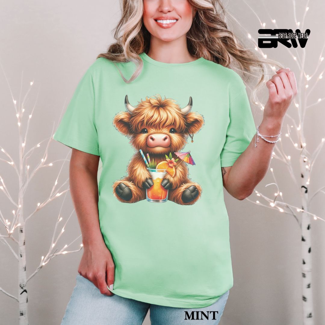 'Highland Cow-Tropical Drink' 2 Summer Tee