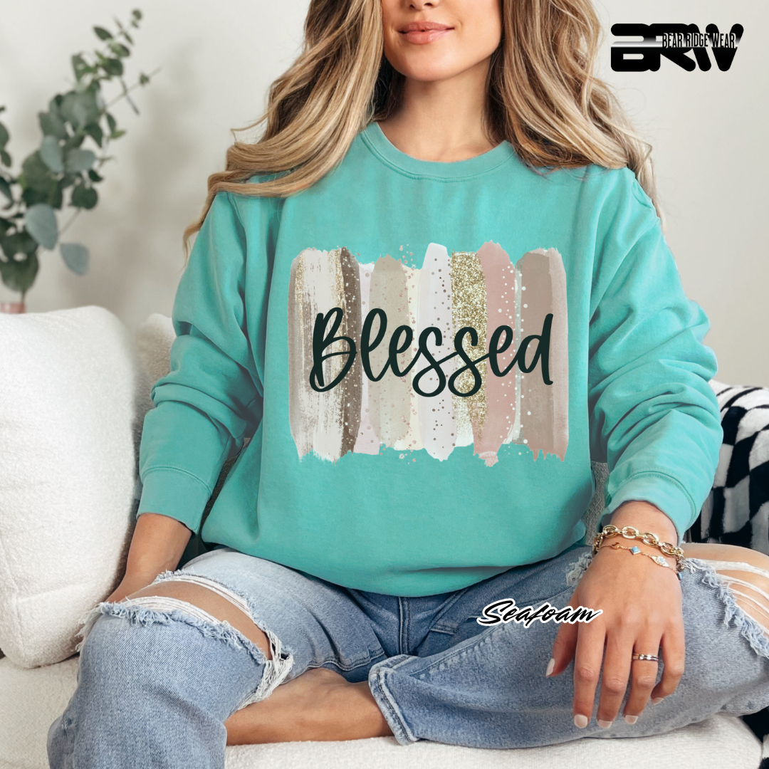 'Blessed' Brushed Stroke Crewneck Sweatshirt