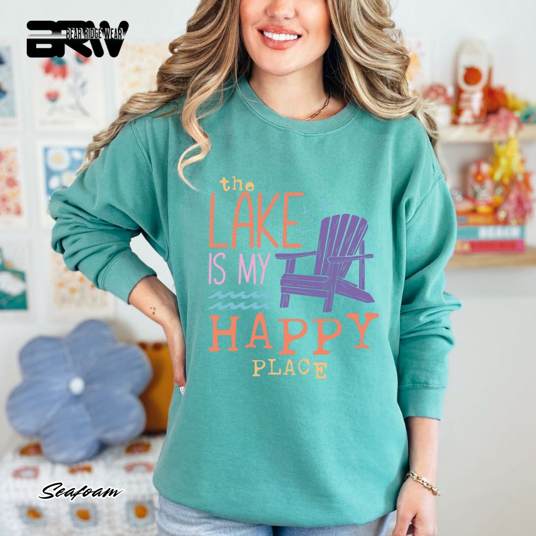 'The Lake Is My Happy Place' Summer Crewneck Sweatshirt