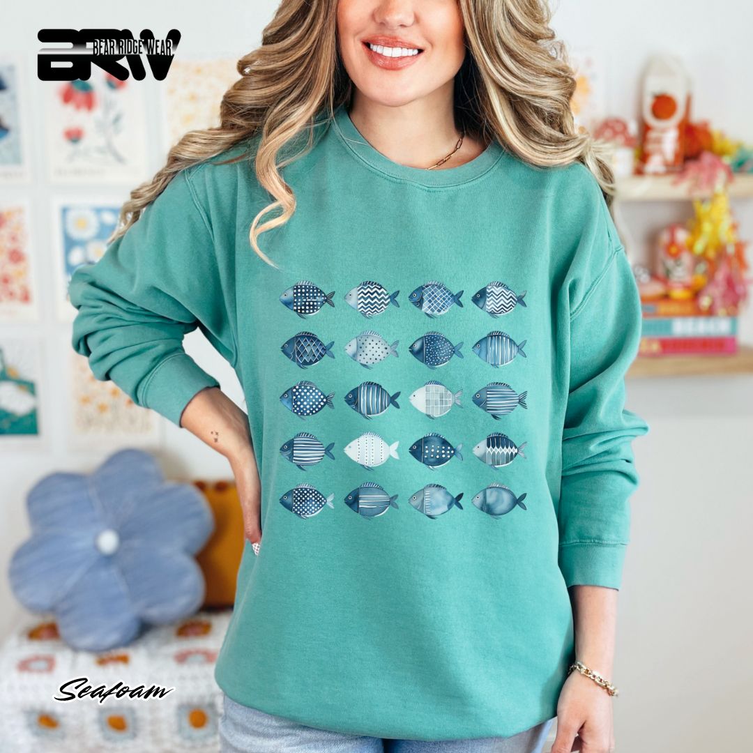 'Water Color Fish Pattern Design' Summer Long Sleeve Tee
