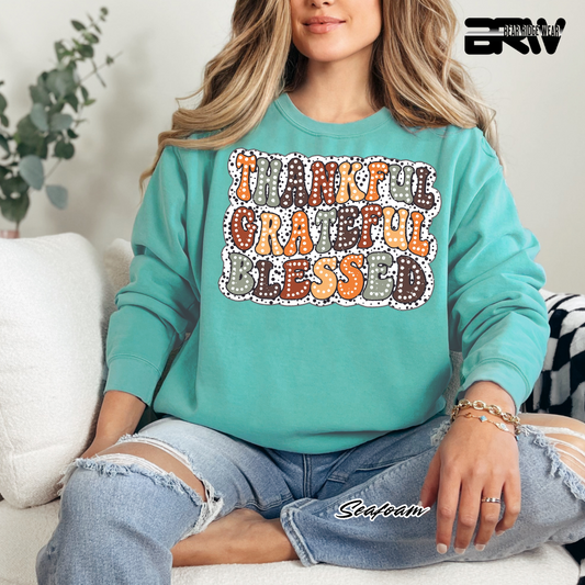 'Thankful Grateful Blessed' Fall Crewneck Sweatshirt
