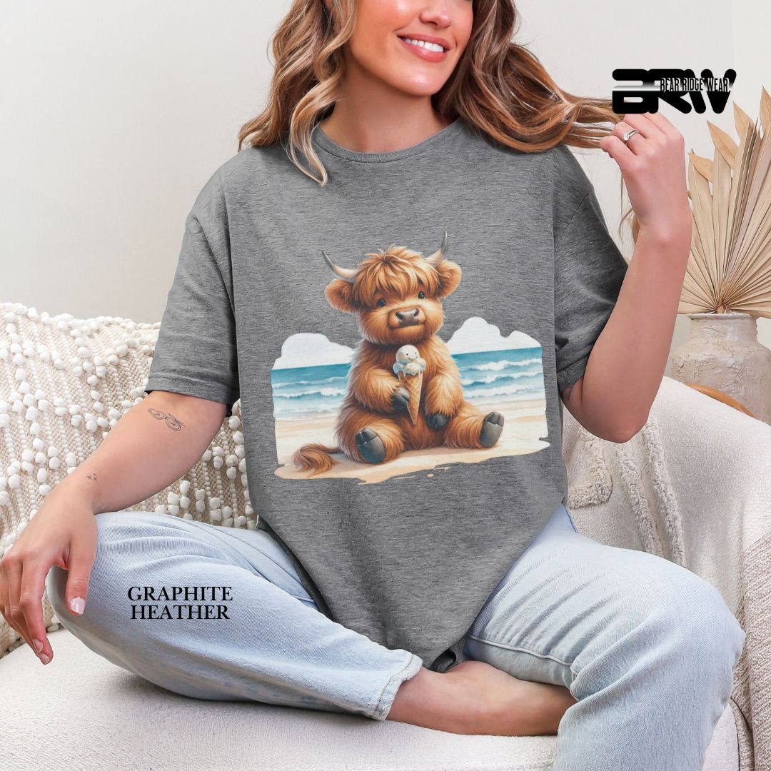 'Highland Cow-Ice Cream' 2 Summer Tee