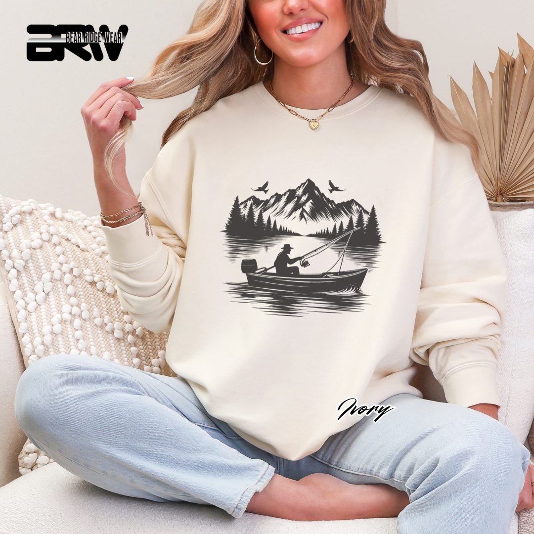 'Boat in the lake' Everyday Crewneck Sweatshirt