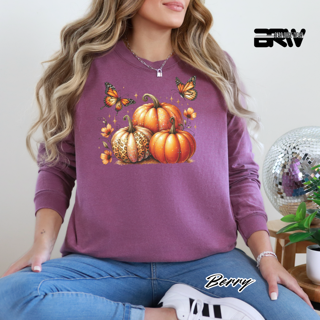 'Pumpkins And Butterflies' Fall Long-Sleeve Tee