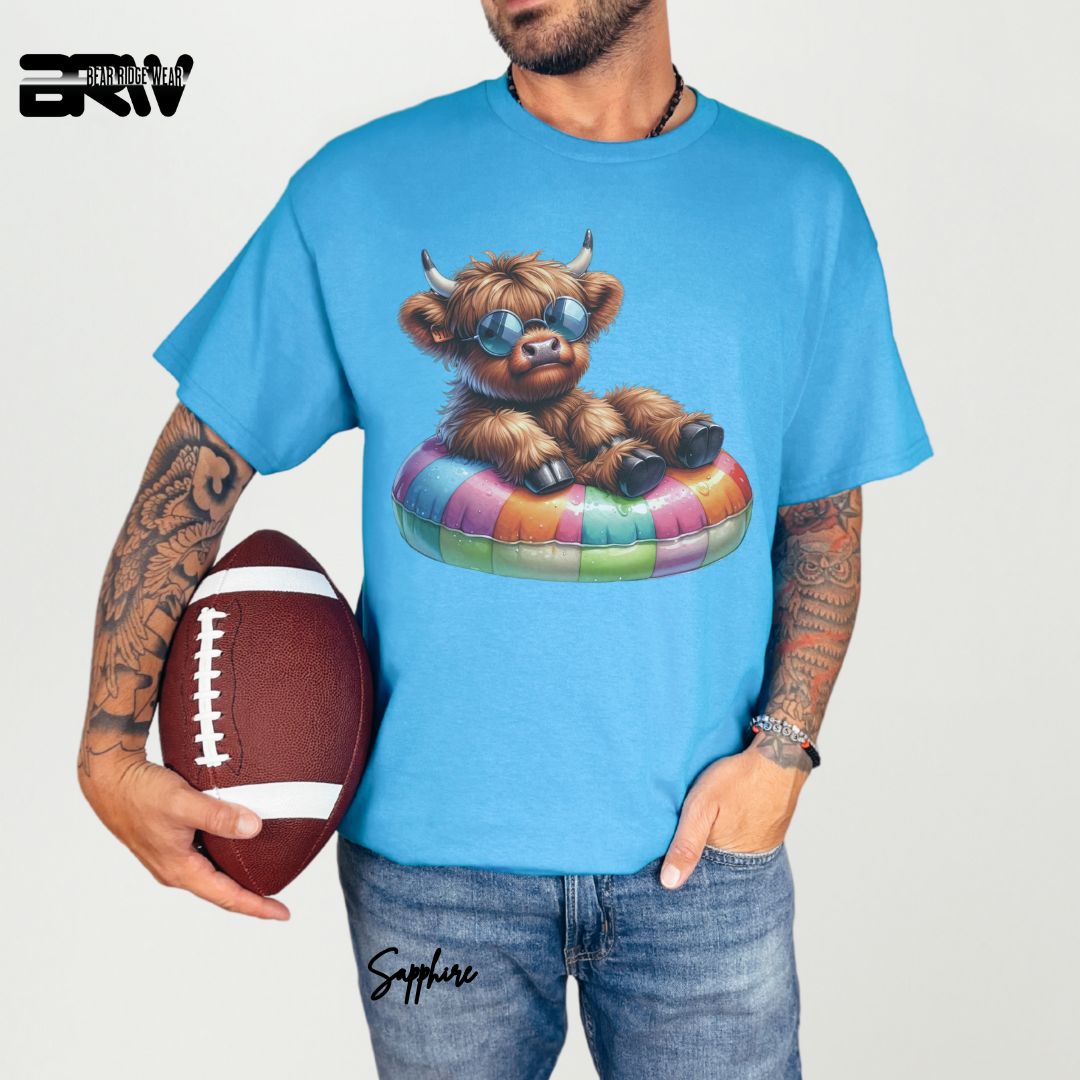 'Highland Cow-Float' Summer T- Shirt
