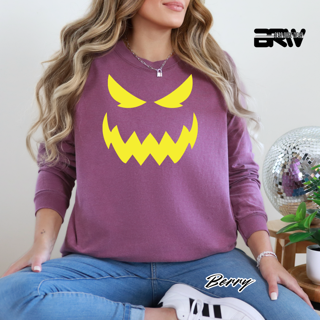'Scary Pumpkin face' Fall Long-Sleeve Tee