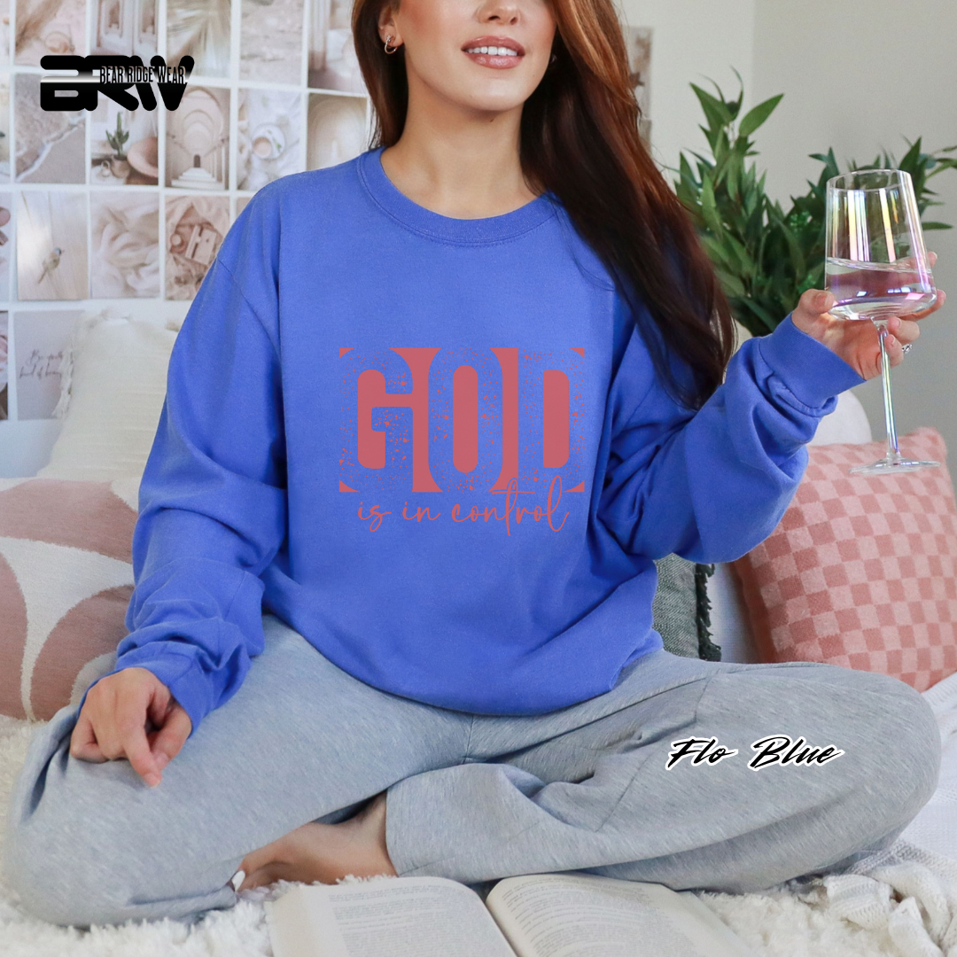 'God Is In Control' Pink Faith Long-Sleeve Tee