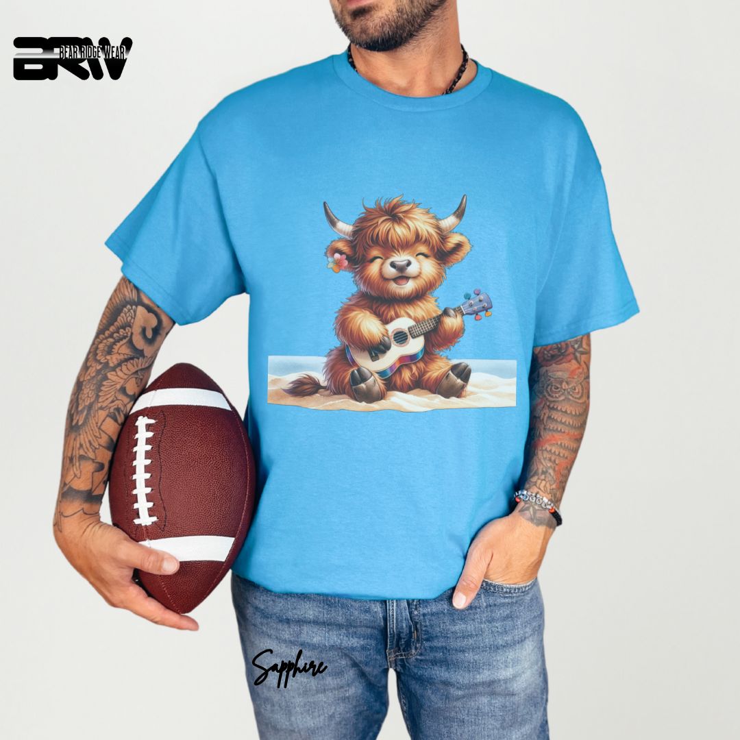 'Highland Cow-Guitar' Summer T- Shirt