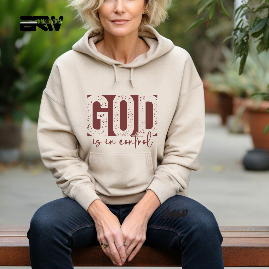 'God Is In Control' Red Stroke  Faith Hoodie