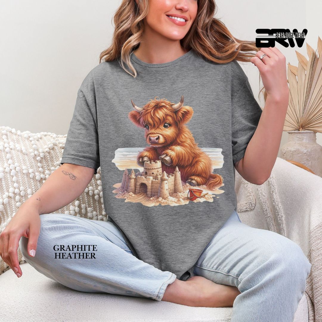 'Highland Cow-Sandcastle' 2 Summer Tee