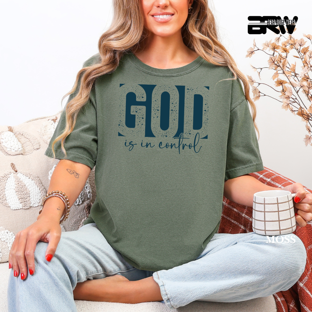 'God Is In Control-Blue' Faith Tee