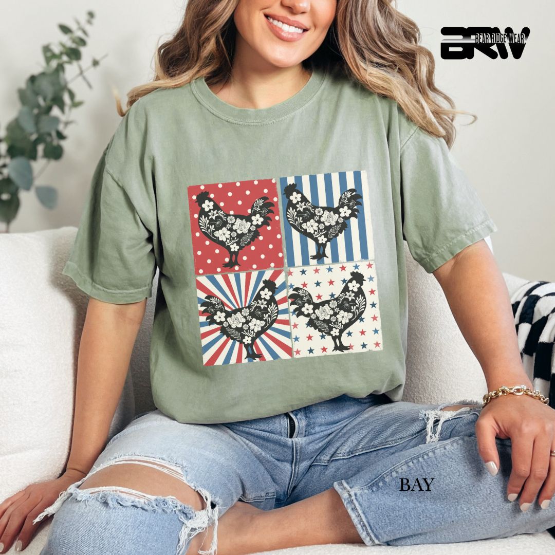 4th Of July Chickens - Patriotic Tee