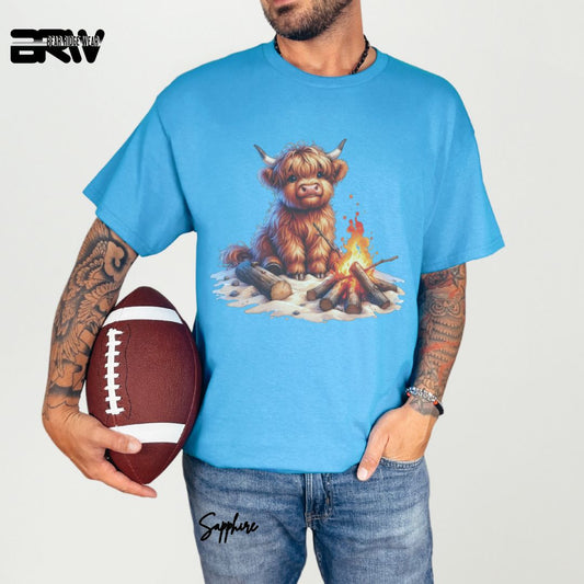 'Highland Cow-Bonfire' Summer T- Shirt