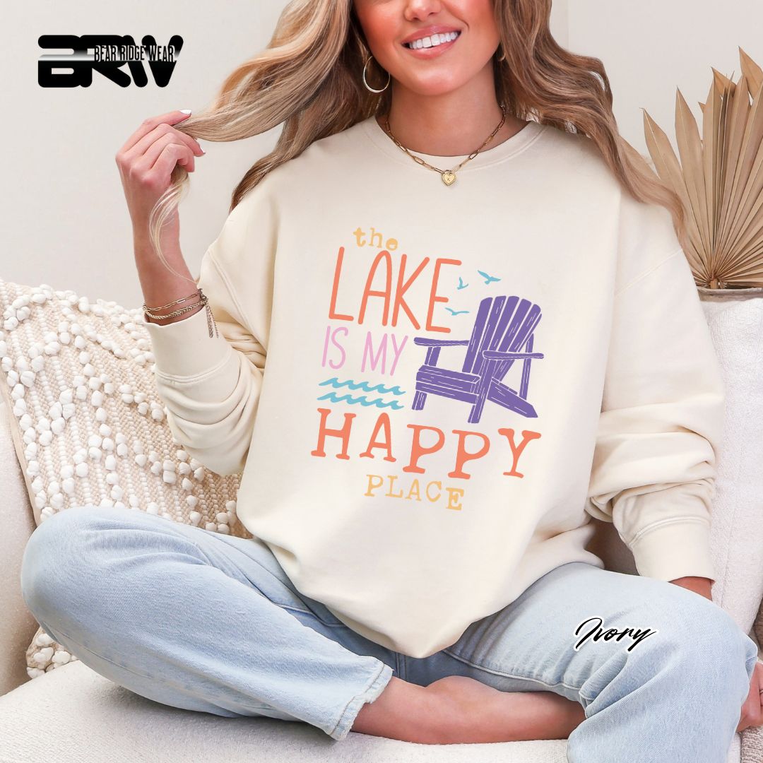 'The Lake Is My Happy Place' Summer Crewneck Sweatshirt