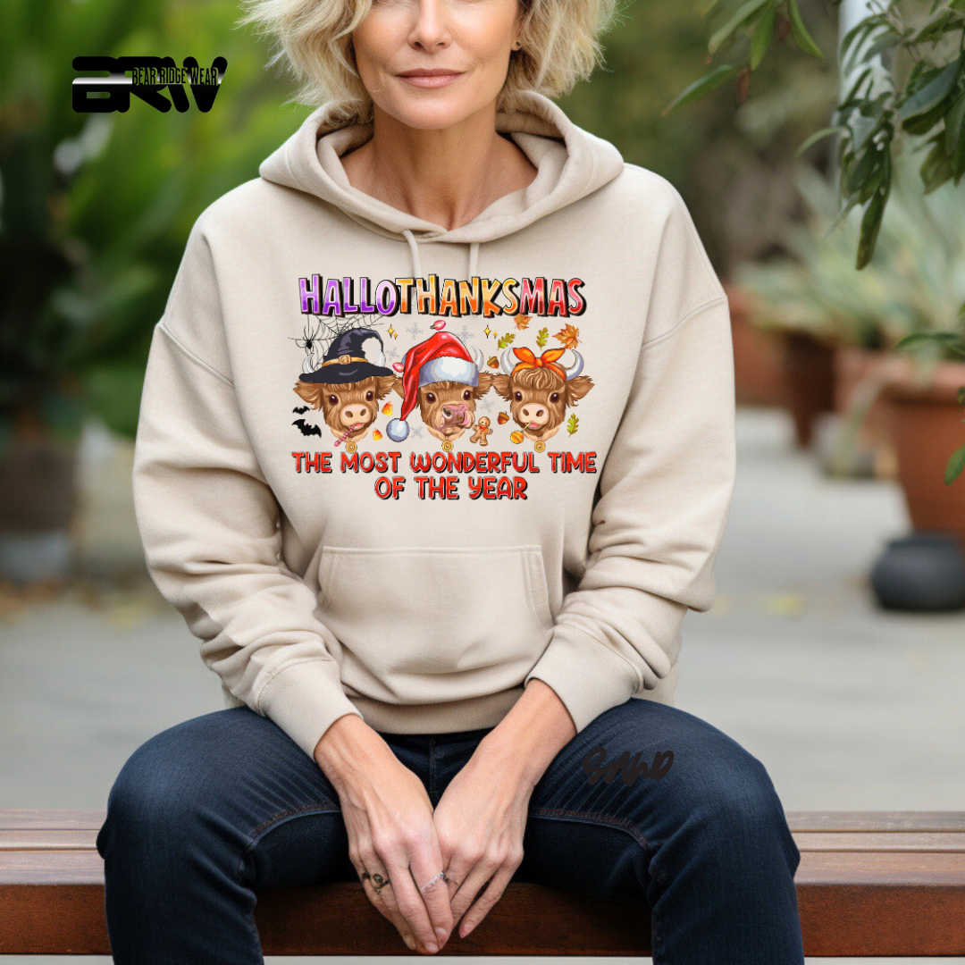 'Hallothanksmas Cow'  Fall Hoodie